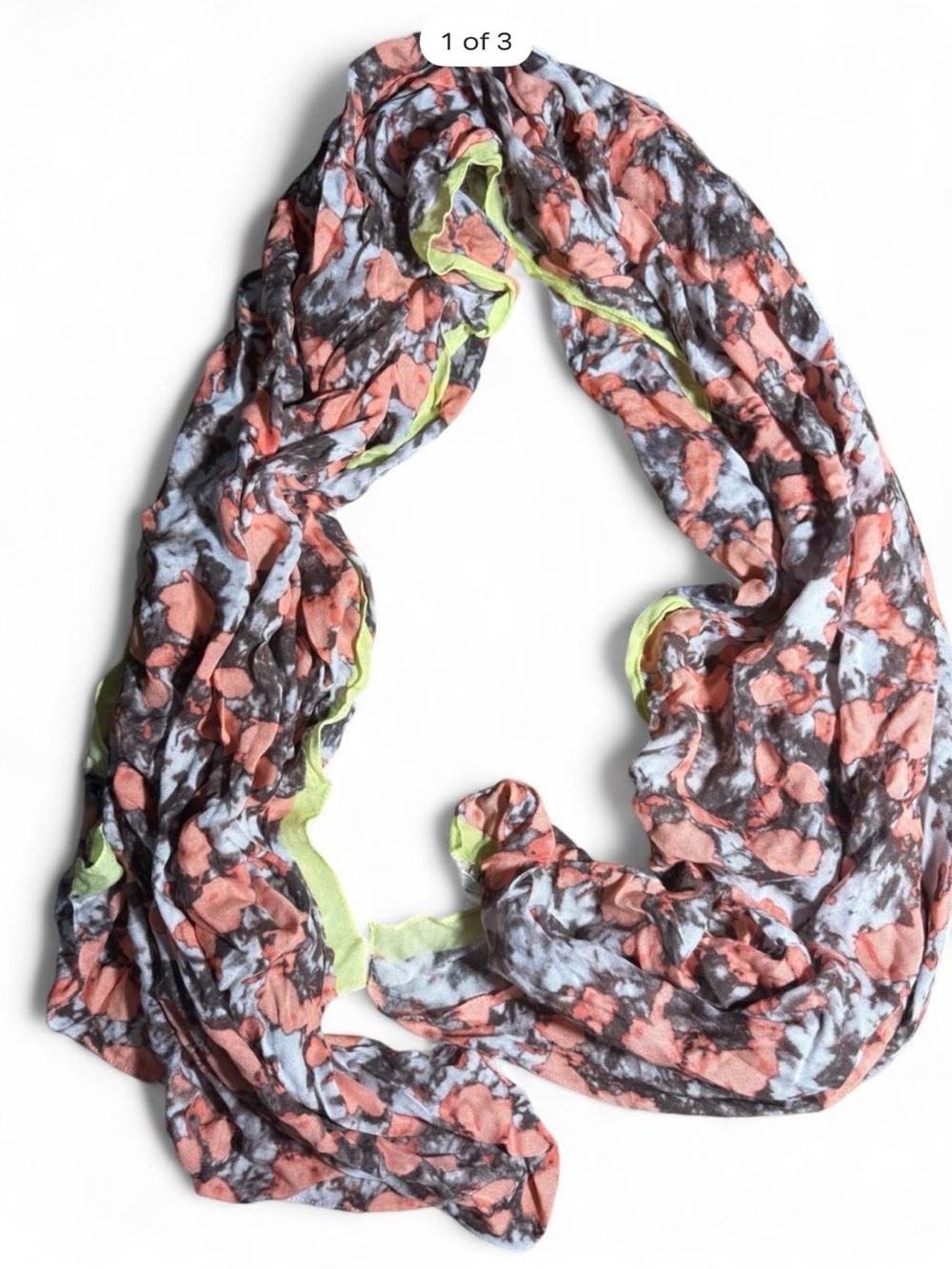Club Monaco Coral Floral Scarf with Neon Trim